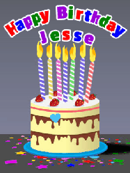 Happy Birthday Jesse GIF featuring classic birthday decorations