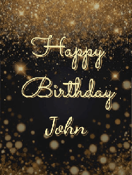 Happy Birthday John GIF: A beautiful happy birthday gif on a dark glitter background with bubbles and animation. It reads Happy Birtday. Customize it!