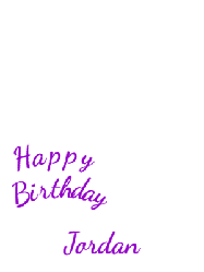 Happy Birthday Jordan GIF: A bright white happy birthday gif with cartoon fireworks and three lines of text to customize.