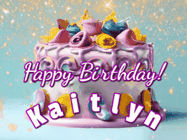 Happy Birthday Kaitlyn GIF: A beautiful birthday cake gif with animated sparkles and glitter Happy Birthday Name you can customize