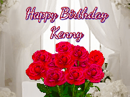 Happy Birthday Kenny GIF: Beautiful Happy Birtday GIF with a roses and pink hearts coming and going with text reading Happy Birthday Customize because you can customize it