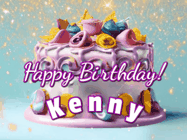 Happy Birthday Kenny GIF: A beautiful birthday cake gif with animated sparkles and glitter Happy Birthday Name you can customize