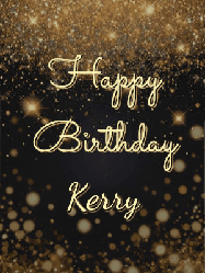 Happy Birthday Kerry GIF: A beautiful happy birthday gif on a dark glitter background with bubbles and animation. It reads Happy Birtday. Customize it!