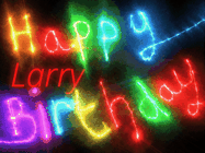 Happy Birthday Larry GIF: Flashing neon happy birthday gif with a name you can customize. The Happy Birthday is colourful.