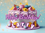Happy Birthday Larry GIF: A beautiful birthday cake gif with animated sparkles and glitter Happy Birthday Name you can customize