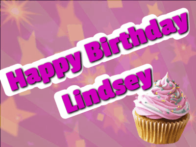 Bright and cheerful animated Happy Birthday Lindsey GIF with vibrant colors and sparkling effects