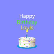 Happy Birthday Louis GIF: What a cute birthday gif! an emoji happy face falls down with a balloon, reveals a birthday cake, and rolls away.