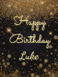 Happy Birthday Luke GIF: A beautiful happy birthday gif on a dark glitter background with bubbles and animation. It reads Happy Birtday. Customize it!