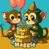 Happy Birthday Maggie GIF: What are these cute things with the ugly birthday cake! A name, but no happy birthday. I may have screwed this one up.