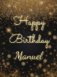 Happy Birthday Manuel GIF: A beautiful happy birthday gif on a dark glitter background with bubbles and animation. It reads Happy Birtday. Customize it!