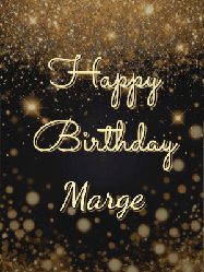Happy Birthday Marge GIF: A beautiful happy birthday gif on a dark glitter background with bubbles and animation. It reads Happy Birtday. Customize it!