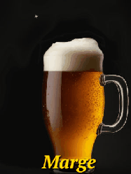 Happy Birthday Marge GIF: Animated birthday beer gif with a sparkling frosty mug of brew and three lines of text to customize.