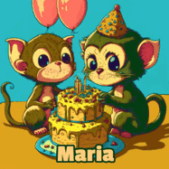 Happy Birthday Maria GIF: What are these cute things with the ugly birthday cake! A name, but no happy birthday. I may have screwed this one up.