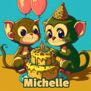 Happy Birthday Michelle GIF: What are these cute things with the ugly birthday cake! A name, but no happy birthday. I may have screwed this one up.