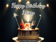 Happy Birthday Missy GIF: Animated birthday cake gif with sparklers on a dark background. Personalize up to 3 lines of text.