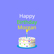 Happy Birthday Morgan GIF: What a cute birthday gif! an emoji happy face falls down with a balloon, reveals a birthday cake, and rolls away.