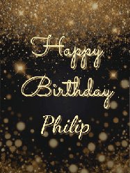 Happy Birthday Philip GIF: A beautiful happy birthday gif on a dark glitter background with bubbles and animation. It reads Happy Birtday. Customize it!
