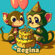 Happy Birthday Regina GIF: What are these cute things with the ugly birthday cake! A name, but no happy birthday. I may have screwed this one up.