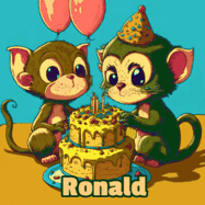 Happy Birthday Ronald GIF: What are these cute things with the ugly birthday cake! A name, but no happy birthday. I may have screwed this one up.