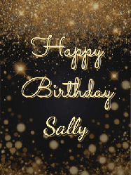 Happy Birthday Sally GIF: A beautiful happy birthday gif on a dark glitter background with bubbles and animation. It reads Happy Birtday. Customize it!