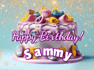 Happy Birthday Sammy GIF: A beautiful birthday cake gif with animated sparkles and glitter Happy Birthday Name you can customize
