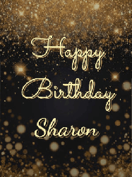 Happy Birthday Sharon GIF: A beautiful happy birthday gif on a dark glitter background with bubbles and animation. It reads Happy Birtday. Customize it!