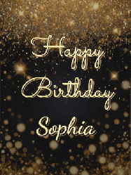 Happy Birthday Sophia GIF: A beautiful happy birthday gif on a dark glitter background with bubbles and animation. It reads Happy Birtday. Customize it!