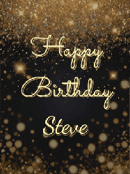 Happy Birthday Steve GIF: A beautiful happy birthday gif on a dark glitter background with bubbles and animation. It reads Happy Birtday. Customize it!