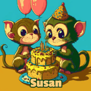 Happy Birthday Susan GIF: What are these cute things with the ugly birthday cake! A name, but no happy birthday. I may have screwed this one up.