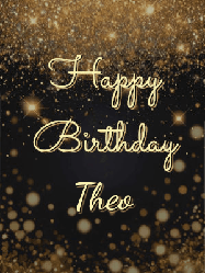 Happy Birthday Theo GIF: A beautiful happy birthday gif on a dark glitter background with bubbles and animation. It reads Happy Birtday. Customize it!