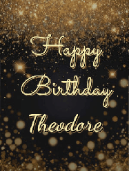 Happy Birthday Theodore GIF: A beautiful happy birthday gif on a dark glitter background with bubbles and animation. It reads Happy Birtday. Customize it!