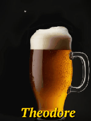 Happy Birthday Theodore GIF: Animated birthday beer gif with a sparkling frosty mug of brew and three lines of text to customize.