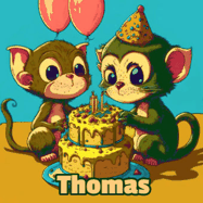 Happy Birthday Thomas GIF: What are these cute things with the ugly birthday cake! A name, but no happy birthday. I may have screwed this one up.