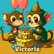 Happy Birthday Victoria GIF: What are these cute things with the ugly birthday cake! A name, but no happy birthday. I may have screwed this one up.