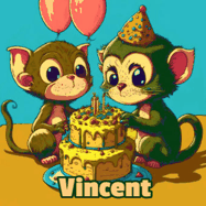 Happy Birthday Vincent GIF: What are these cute things with the ugly birthday cake! A name, but no happy birthday. I may have screwed this one up.