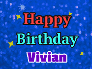 Happy Birthday Vivian GIF: An exciting blue glittered animated happy birthday gif with sparkles, glitter, and 3 lines of text with name to customize.