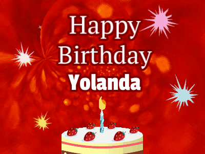Playful and colorful animated Happy Birthday Yolanda GIF with balloons