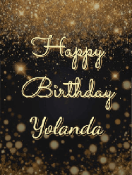 Happy Birthday Yolanda GIF: A beautiful happy birthday gif on a dark glitter background with bubbles and animation. It reads Happy Birtday. Customize it!