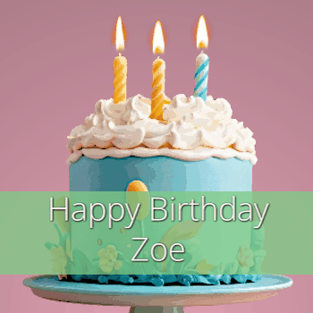 Happy Birthday Zoe GIF with sparkling stars and vibrant colors