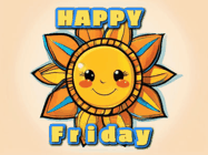 Happy Friday GIF, number 26: Animated good morning gif with a big smiling sun that changes slightly to blue and text bounces reading Good Morning Customize