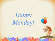 Happy Monday GIF, number 8: Animated happy birthday animated gif with balloons appear and rising up as a cartoon hedgehog looks on. Customize name.