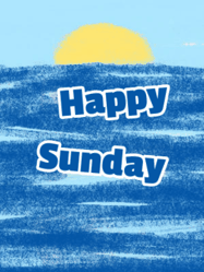 Happy Sunday GIF, number 16: Happy birthday sharkt gif where he pops from the water and waves hello under a crayon sky. Customize 3 lines of text