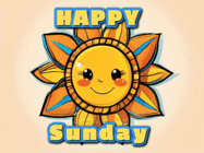Happy Sunday GIF, number 26: Animated good morning gif with a big smiling sun that changes slightly to blue and text bounces reading Good Morning Customize