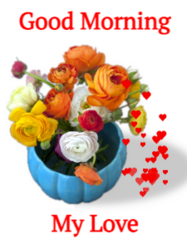 good morning gif thumbnail with flowers and hearts