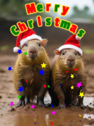 merry christmas ya filthy animal gif with cute capybaras