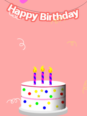 Happy Birthday GIF, birthday-1 @ Editable GIFs, Pink birthday cake birthday card.