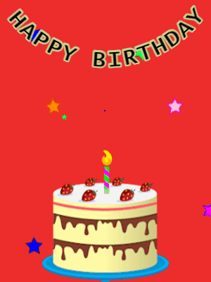 Happy Birthday GIF, birthday-10005 @ Editable GIFs, Birthday GIF,cream cake,red background, hearts & stars