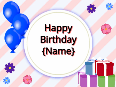 Happy Birthday, birthday-10066 @ Editable GIFs, blue Balloons, mix colors gift boxes, black text
