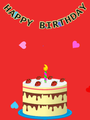 Happy Birthday GIF, birthday-10205 @ Editable GIFs, Birthday GIF,cream cake,red background, hearts & hearts
