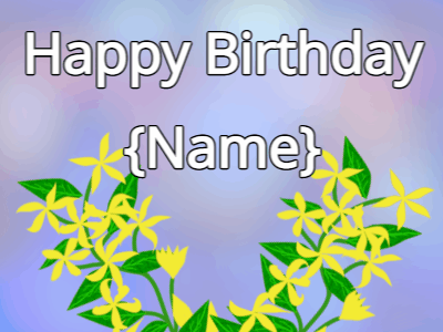 Happy Birthday GIF, birthday-10251 @ Editable GIFs, Happy Birthday Flower GIF yellow & yellow on a blue